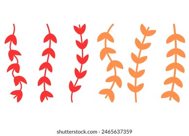 Flower vine icon set. Botanical decoration vector