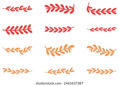 Flower vine icon set. Botanical decoration vector