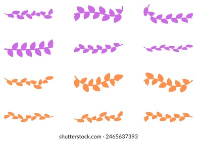 Flower vine icon set. Botanical decoration vector