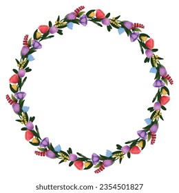 flower vines intertwined in a circle for text frame decoration or general design