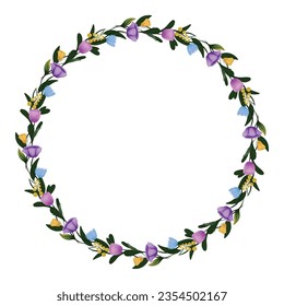 flower vines intertwined in a circle for text frame decoration or general design