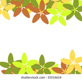 Flower vintage border - green, brown and yellow