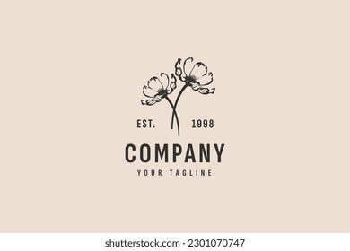 ilustración vectorial del logotipo vintage de flor