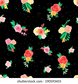 flower vintage wallpaper vector background. vintage floral seamless pattern on black background for your design. textile design vector.