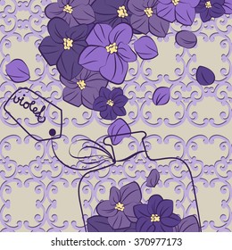 Flower violet perfume design flask vector