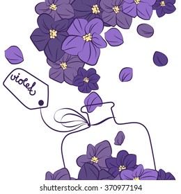 Flower violet perfume design flask vector