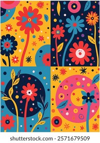 Flower wall art vector design