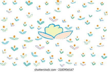 
Esbozo de pañales de flores con gran flor en medio de un color brillante para pegatinas de pared de diseño, afiche, pancarta y más.