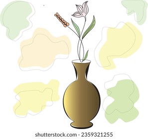 Flower in a wase, Digital art, vector 