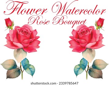 flower water color rose bouquet