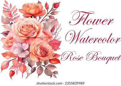 flower water color rose bouquet