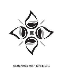 Flower, water drop and leaf logo