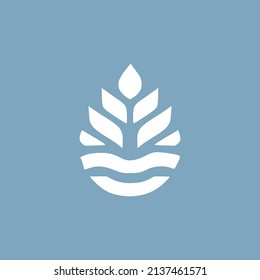 flower and water logo vector, suitable use as icon, symbol, or element design  for business logo 