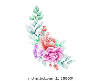 Flower Watercolor Arrangement. Flower Arrangement for Invitation Card