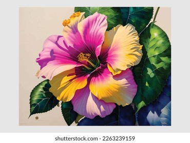 Flower watercolor art background vector. Wallpaper design with floral paint brush line art. leaves and flowers nature design for cover, wall art, invitation, fabric, poster, canvas print.