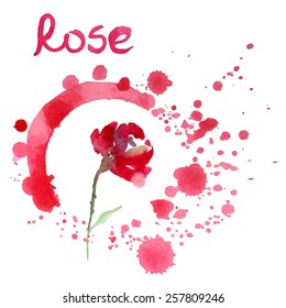 flower & watercolor background, stylized flowers - vector color paint