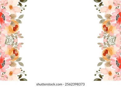 flower watercolor border for wedding, birthday, card, background, invitation, wallpaper, sticker, decoration etc.