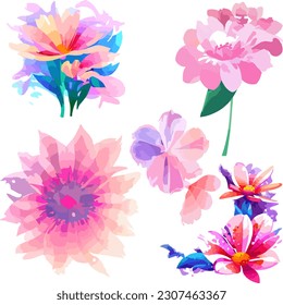 flower watercolor decoration set vintage 