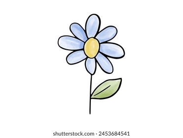 Flower watercolor doodle element, vector illustration.