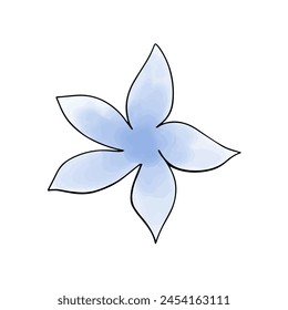 Flower watercolor doodle element, vector illustration.