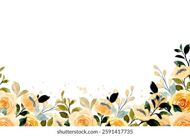 Flower watercolor frame for wedding, birthday, card, background, invitation, wallpaper, sticker, decoration etc.