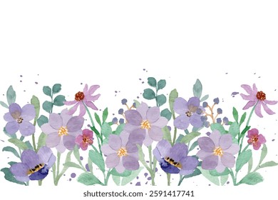 Flower watercolor frame for wedding, birthday, card, background, invitation, wallpaper, sticker, decoration etc.