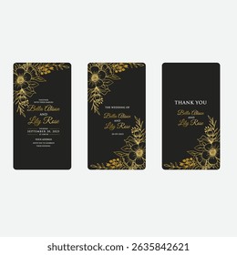 Flower Watercolor Seamless Pattern. Hand painted black and white  background with Pink Magnolia and golden Floral illustration for textile design or wallpaper