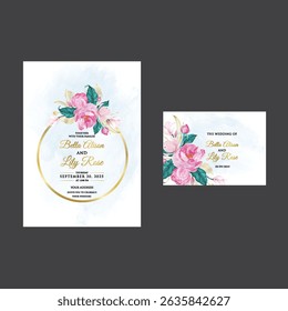 Flower Watercolor Seamless Pattern. Hand painted black and white  background with Pink Magnolia and golden Floral illustration for textile design or wallpaper