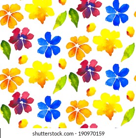 Flower watercolor seamless pattern. Vector illustration