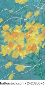 Flower Watercolor seamless pattern with Wallpaper design eaves and flowers nature design for cover, wall art . Vector 