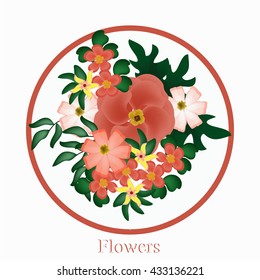Flower Watercolor Vector Set. Wedding graphic set, wreath, flowers, arrows, hearts, laurel, ribbons and labels.