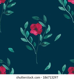 Flower water-colour background. Seamless vector pattern