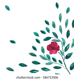 Flower water-colour background. Vector frame. Card, postcard