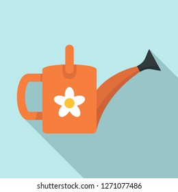 Flower watering can icon. Flat illustration of flower watering can vector icon for web design