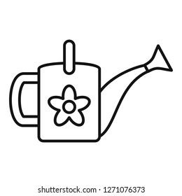 Flower watering can icon. Outline flower watering can vector icon for web design isolated on white background