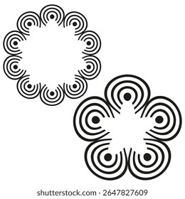 Ícone de onda florida. Pétala circular. Figura abstrata do vetor. Forma de simetria do contorno.