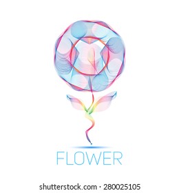 flower waves colorful gradient light blend line icon logo
