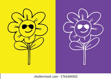 Flower wearing sunglasses emoji - vector file