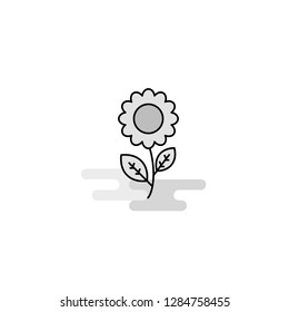 Flower Web Icon. Flat Line Filled Gray Icon Vector
