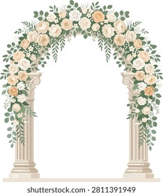 Flower Wedding Arch with Pillars Gate design 