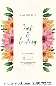 Flower Wedding Card Minimalist elegant template