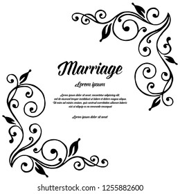 Flower wedding invitation card with marriage text vector art