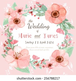 Flower wedding invitation card, save the date card, greeting card