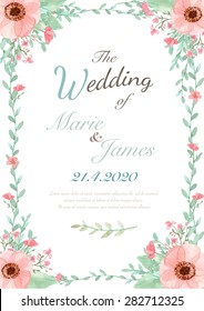 Flower wedding invitation card, save the date card, greeting card