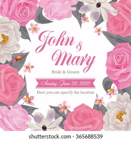 Flower wedding invitation card, save the date card, greeting card. Wedding card or invitation with floral background. EPS 10