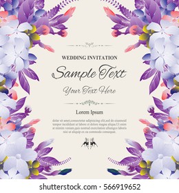 Flower wedding invitation card, save the date card, greeting card,vector Illustration.