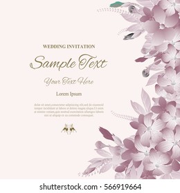 Flower wedding invitation card, save the date card, greeting card,vector Illustration.