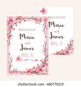 Flower wedding invitation card, save the date card, greeting card