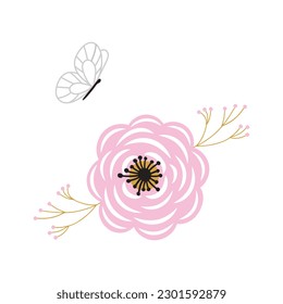 Flower wedding invitation poster logo kids room decor t-shirt design print nursery little sweet art room decor wall design abstract inspiration sketch nature baby shower flowers butterfly circle cute