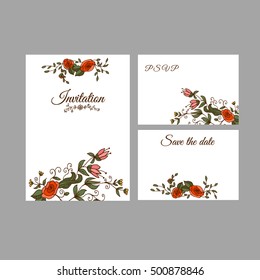 Flower wedding invitation, save the date, greeting card